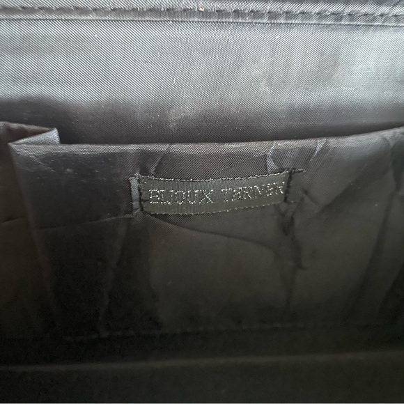 Elegant Party Black Bijoux Terner Envelope Clutch/Chain Purse w/ Rose Detail - Picture 5 of 6